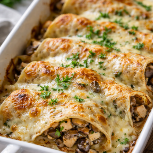 Herzhafte Palatschinken mit Champignon-Tofu-Füllung