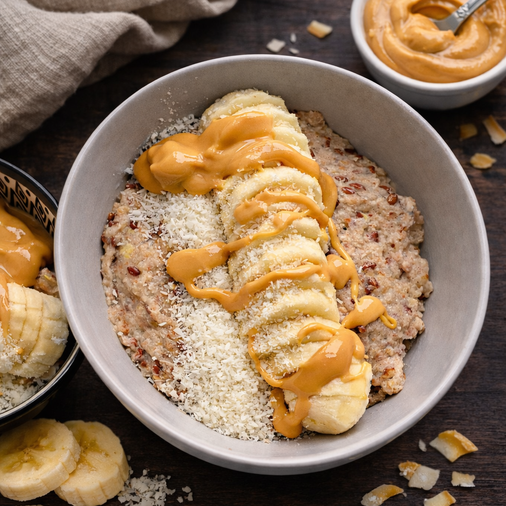 Cremiges Porridge mit Banane und Erdnuss